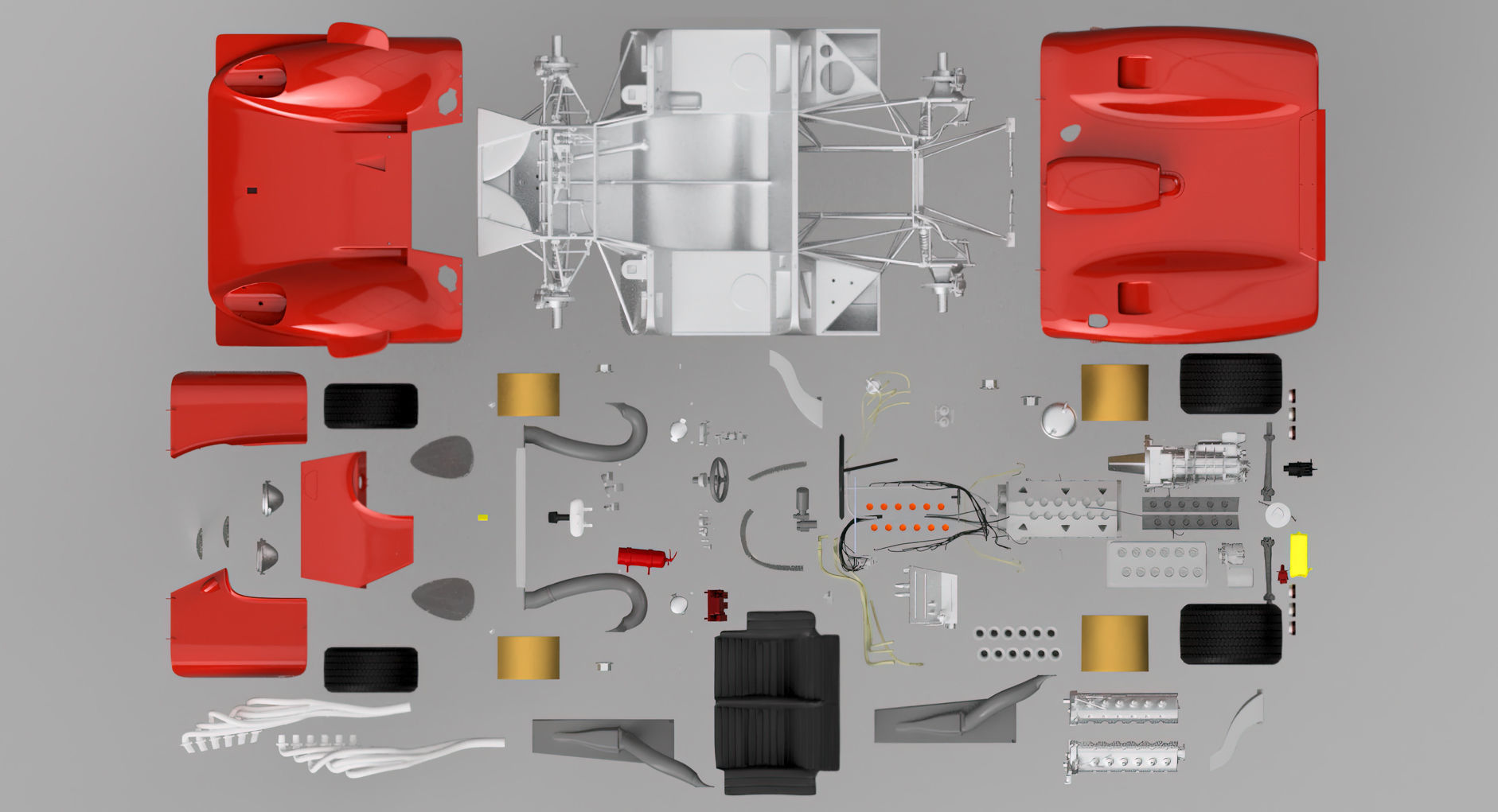 Ferrari 312 P Spyder Classic - Car Kit 3D print model_4