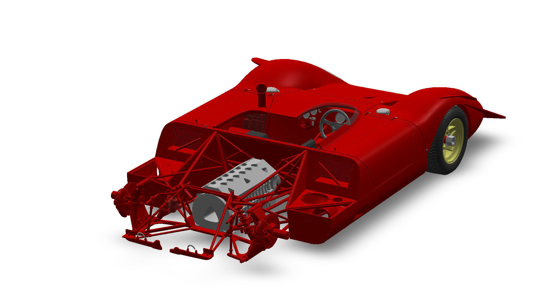 Ferrari 312 P Spyder Classic - Car Kit 3D print model_48