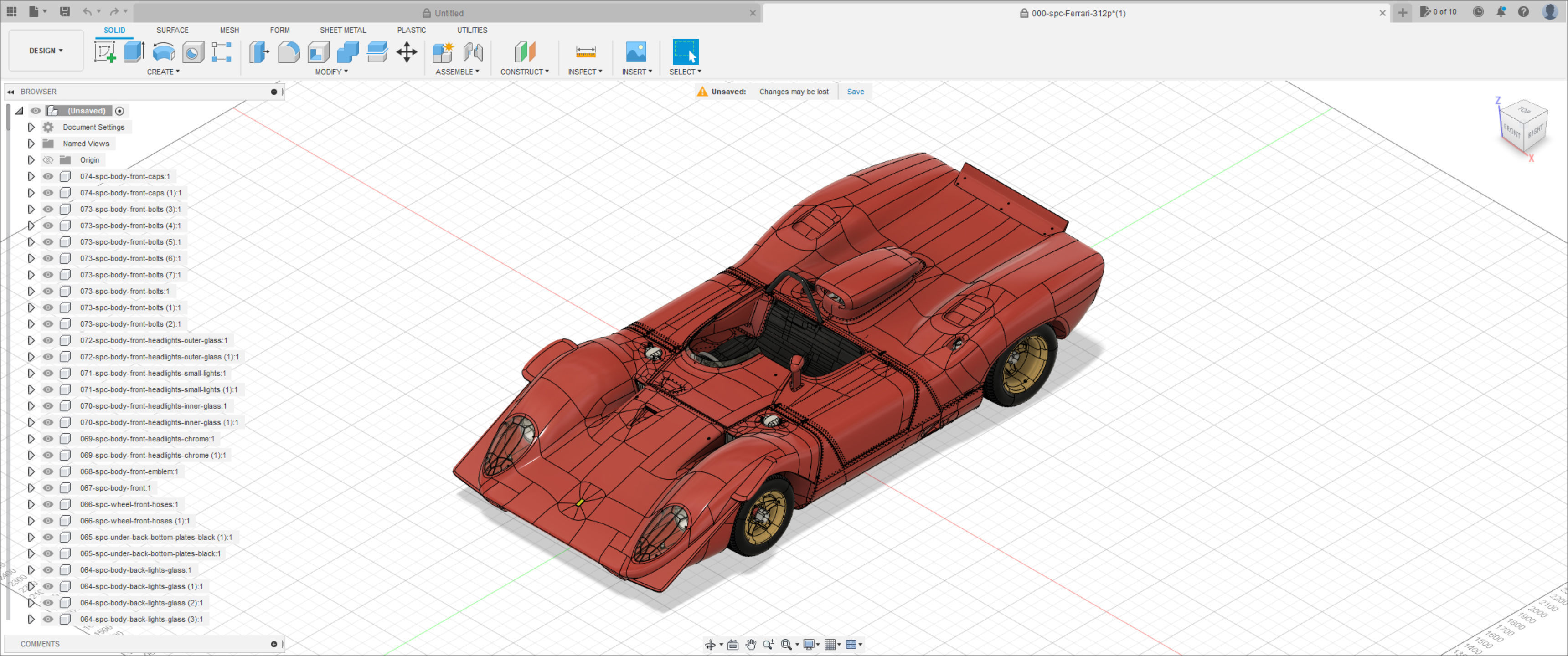 Ferrari 312 P Spyder Classic - Car Kit 3D print model_36