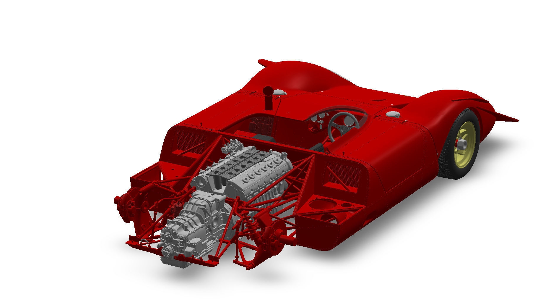 Ferrari 312 P Spyder Classic - Car Kit 3D print model_47