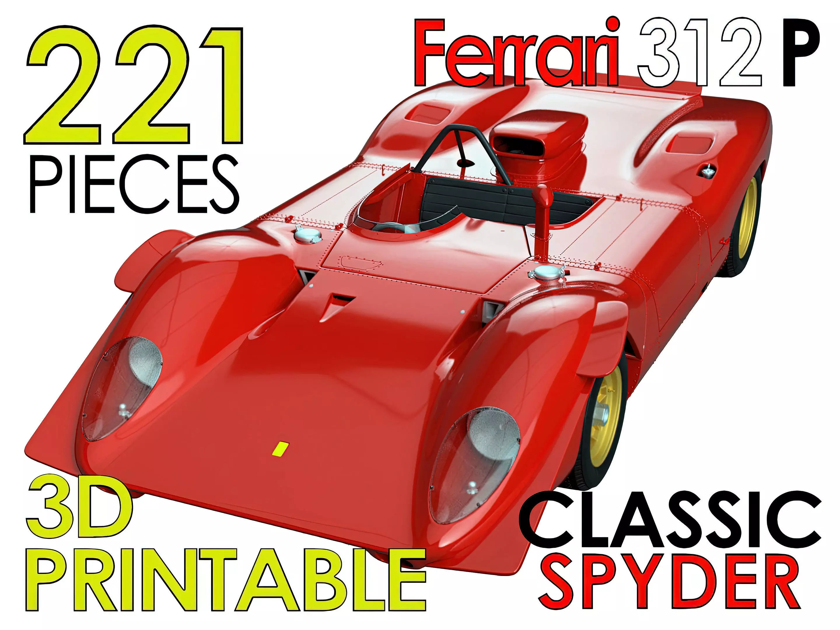 Ferrari 312 P Spyder Classic - Car Kit 3D print model_0