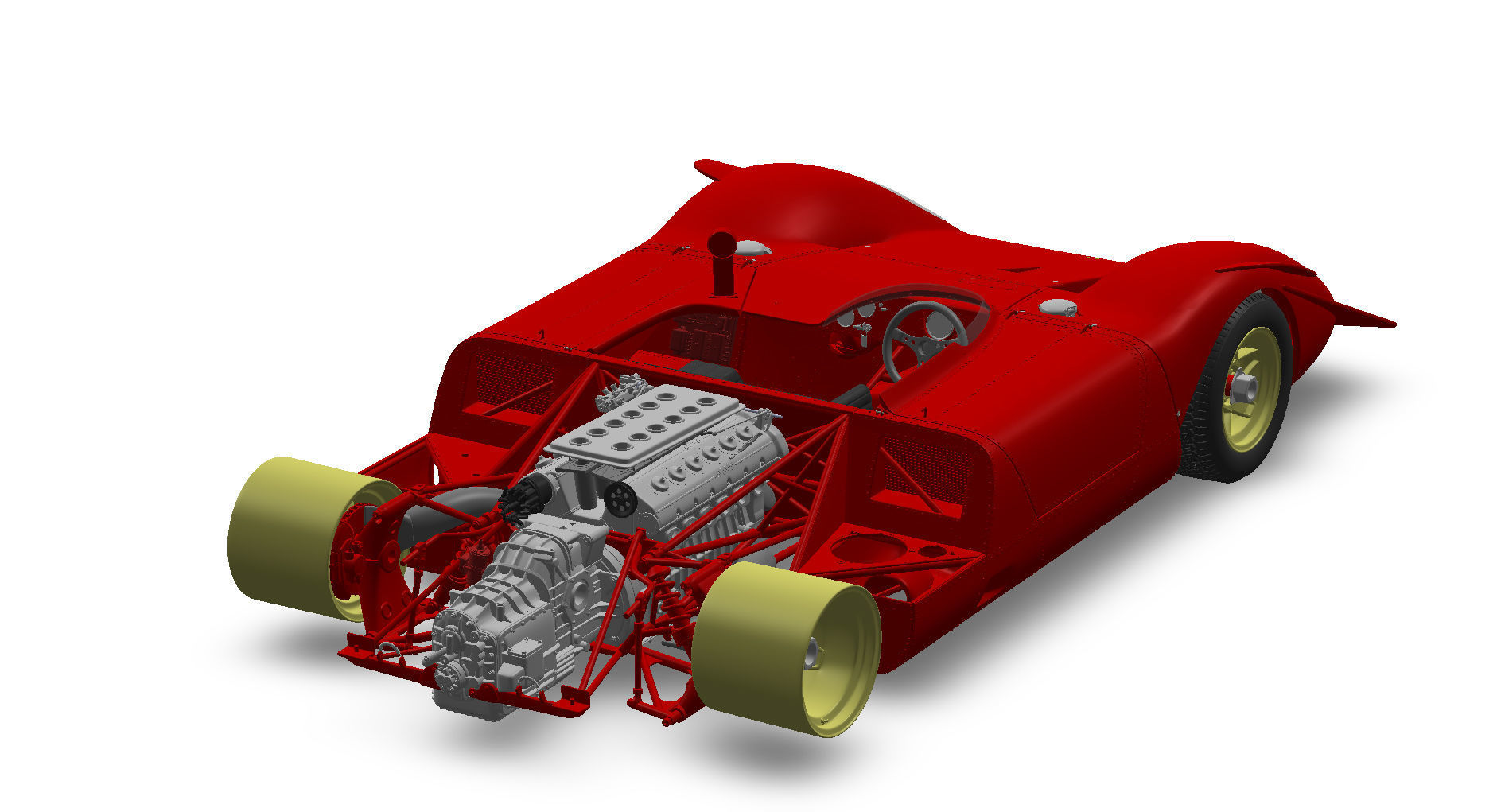 Ferrari 312 P Spyder Classic - Car Kit 3D print model_46