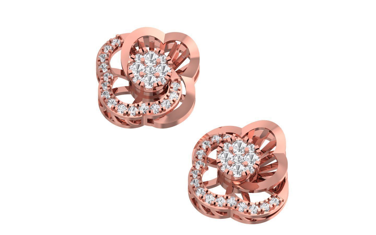 Women Stud Earrings 3dm STL OBJ FBX Renders Details 3D print model_1