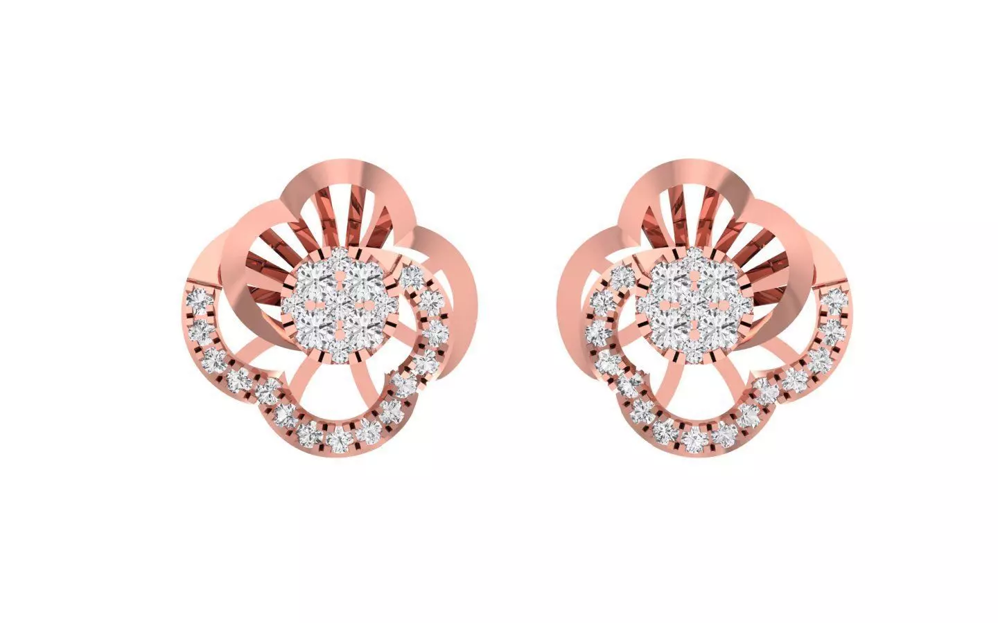 Women Stud Earrings 3dm STL OBJ FBX Renders Details 3D print model_0