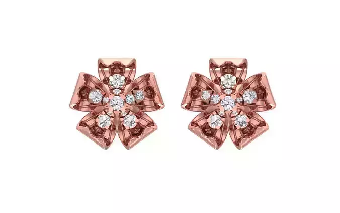 Women Flower Stud Earrings 3dm STL OBJ FBX Renders Details 3D print model