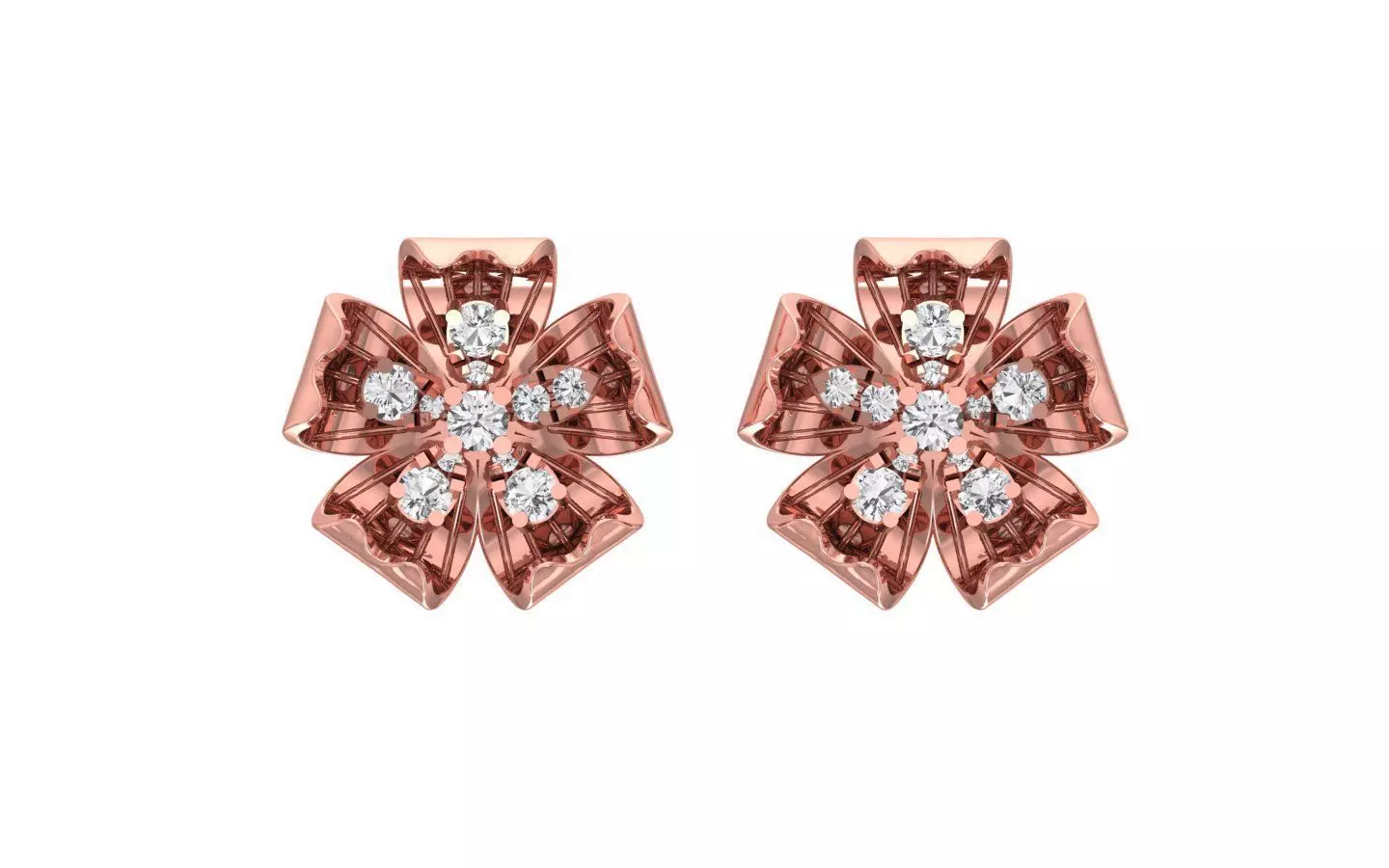 Women Flower Stud Earrings 3dm STL OBJ FBX Renders Details 3D print model