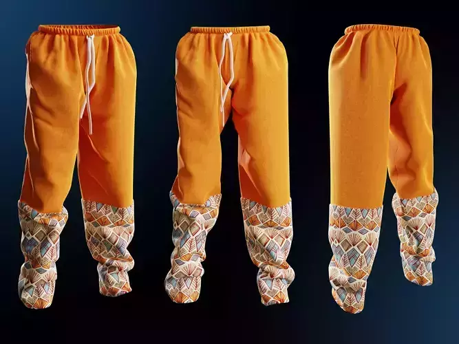 Pajama pair of pants with orange and pattern