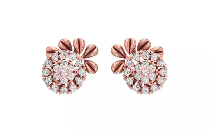 Women Flower Stud Earrings 3dm STL OBJ FBX Renders Details 3D print model