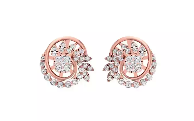 Women Flower Stud Earrings 3dm STL OBJ FBX Renders Details 3D print model