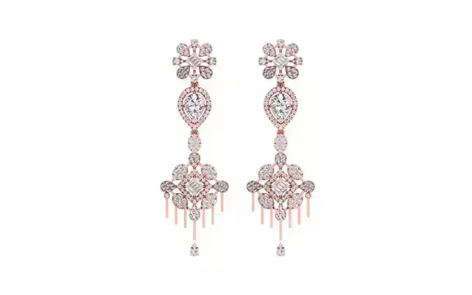 Women Drop  Earrings 3dm STL OBJ FBX Renders Details