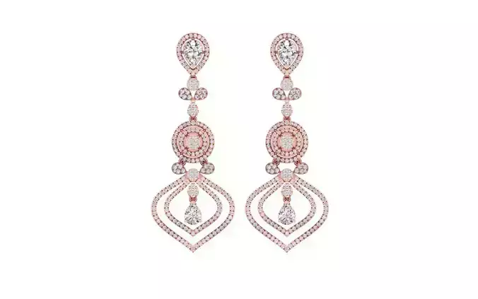 Women Drop  Earrings 3dm STL OBJ FBX Renders Details