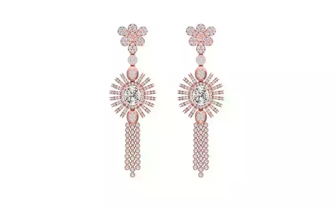 Women Drop  Earrings 3dm STL OBJ FBX Renders Details