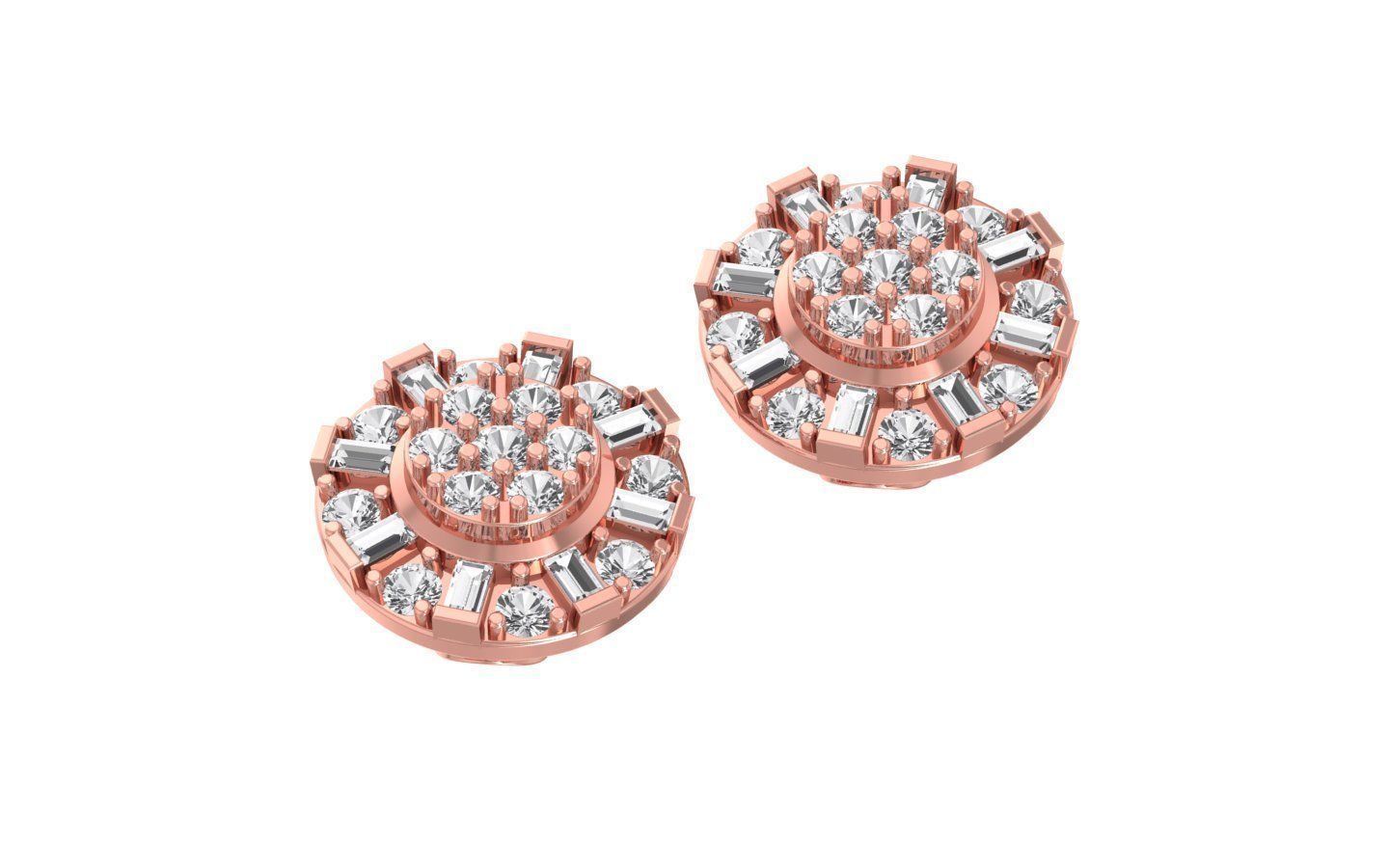 Women Stud Earrings 3dm STL OBJ FBX Renders Details 3D print model_2