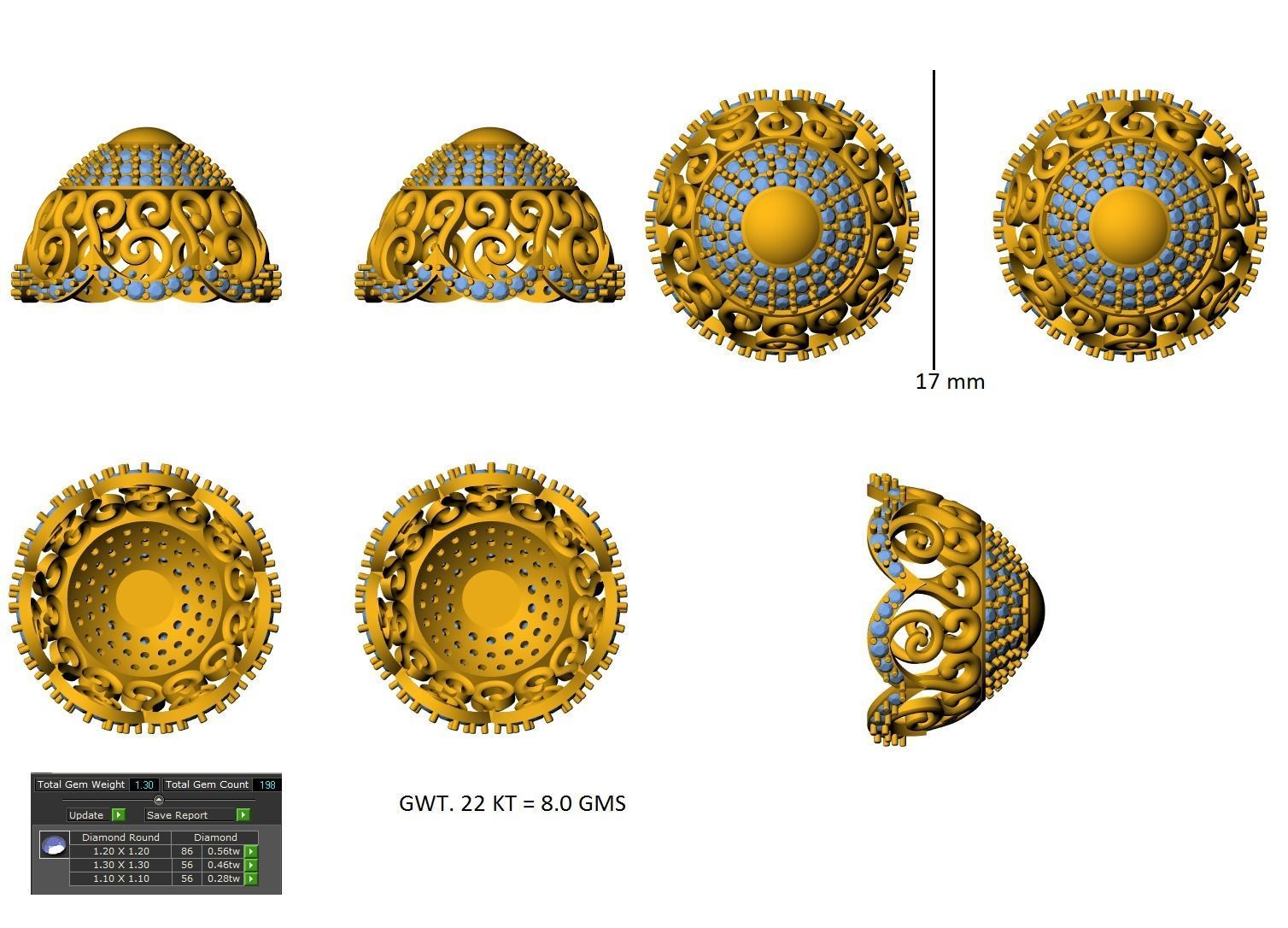 Women Earrings 3dm STL OBJ FBX Renders Details 3D print model_3