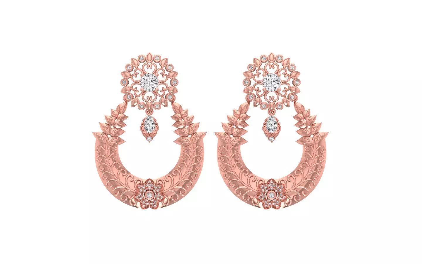Women Earrings 3dm STL OBJ FBX Renders Details 3D print model_0