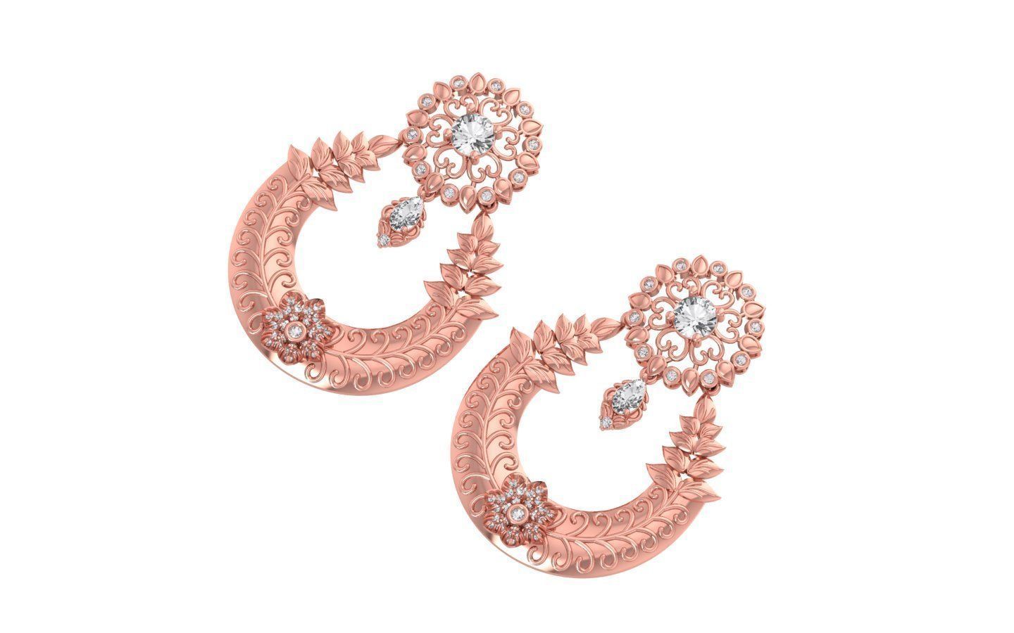 Women Earrings 3dm STL OBJ FBX Renders Details 3D print model_2