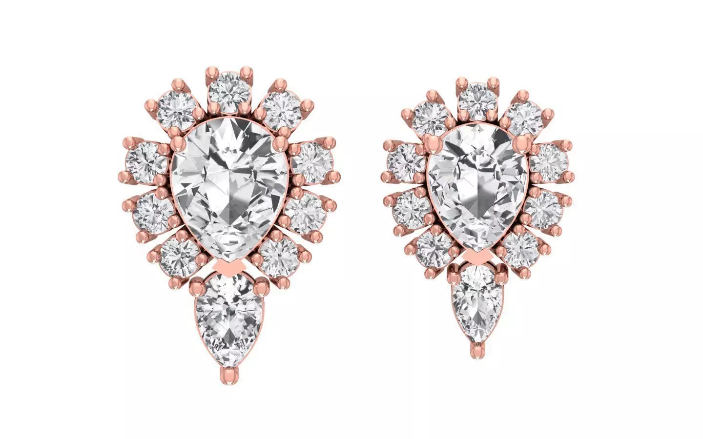 Women Earrings 3dm STL OBJ FBX Renders Details 3D print model_0