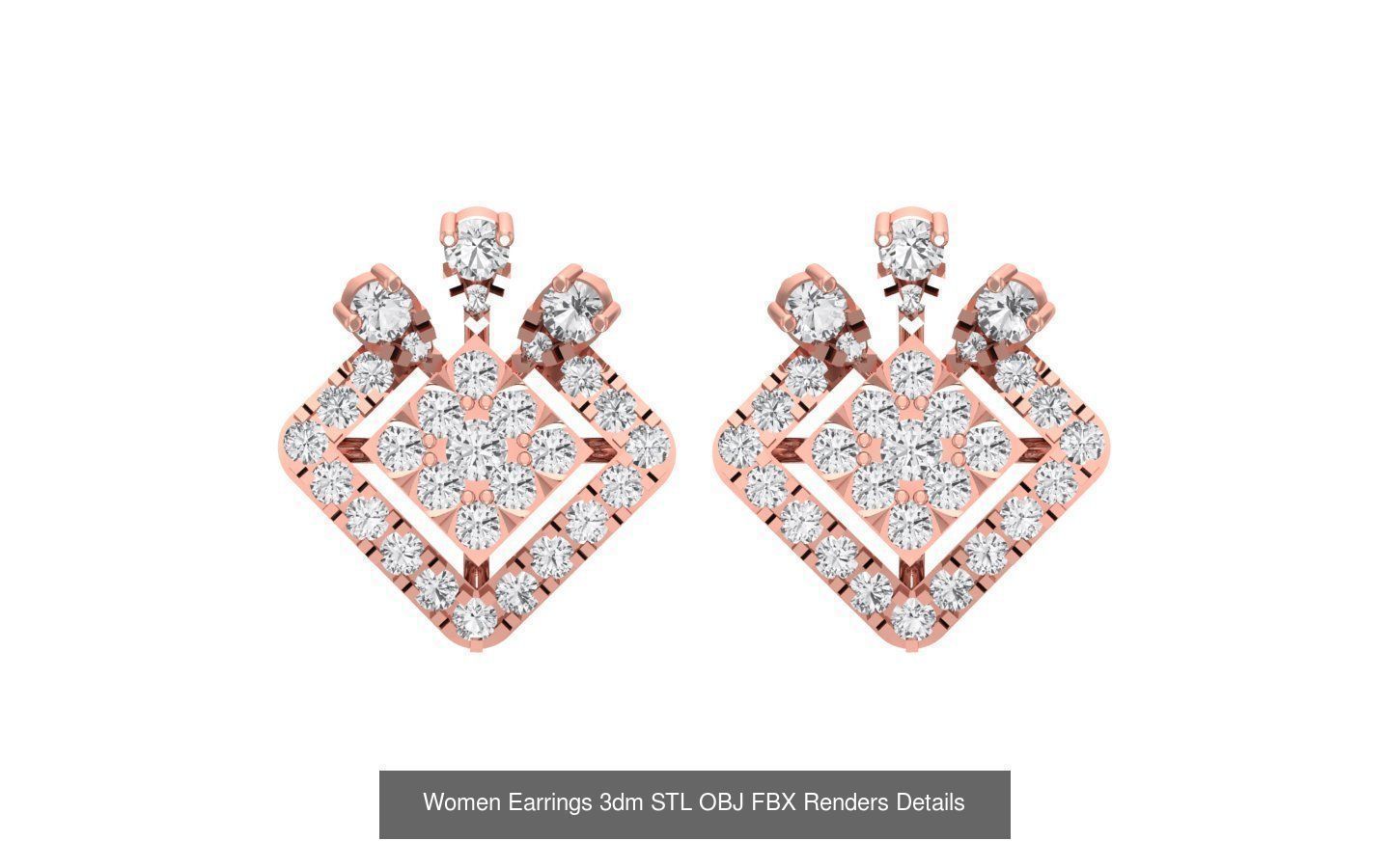 40 Women Earrings 3dm STL OBJ FBX Renders Details Collection _25