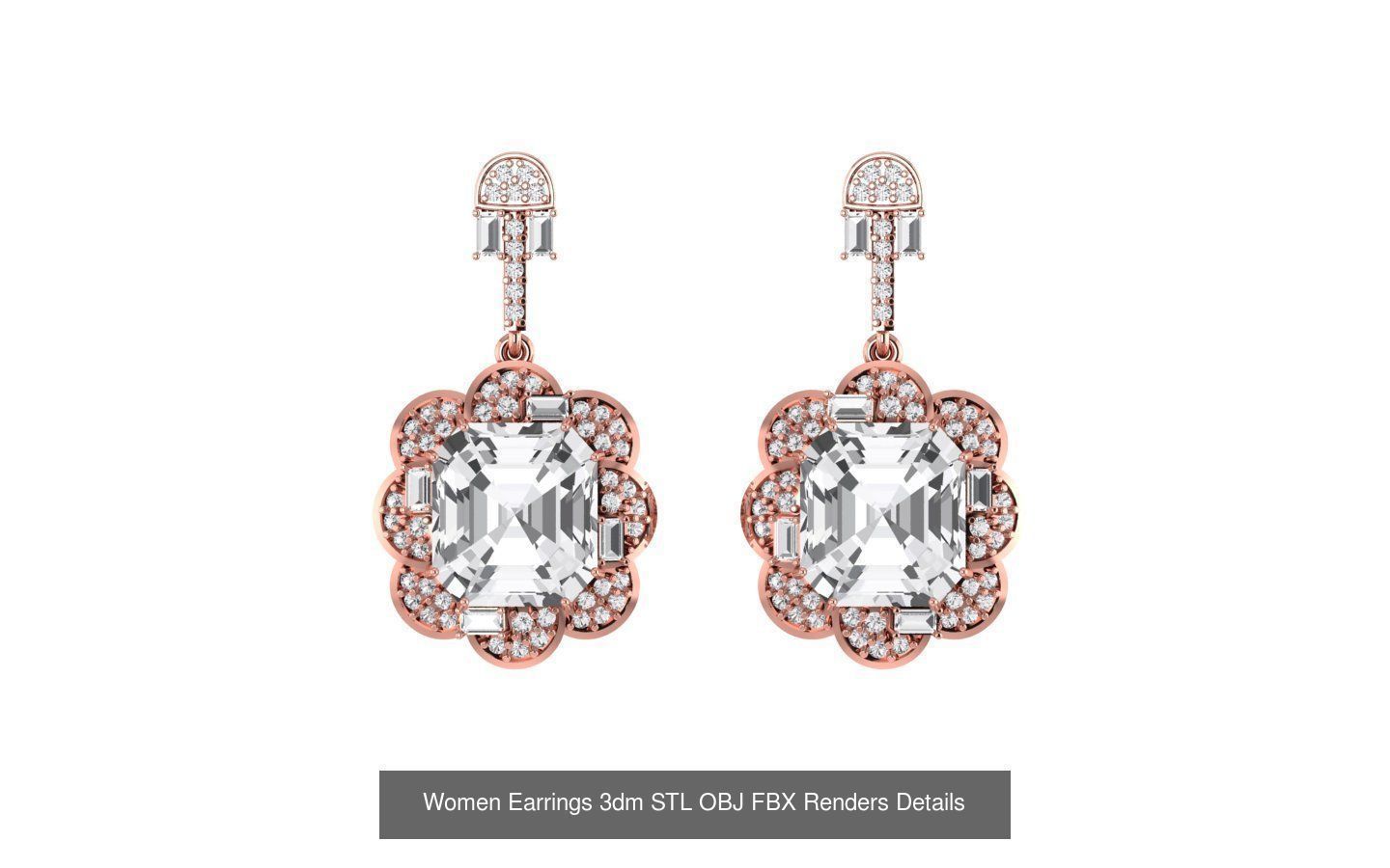 40 Women Earrings 3dm STL OBJ FBX Renders Details Collection _18