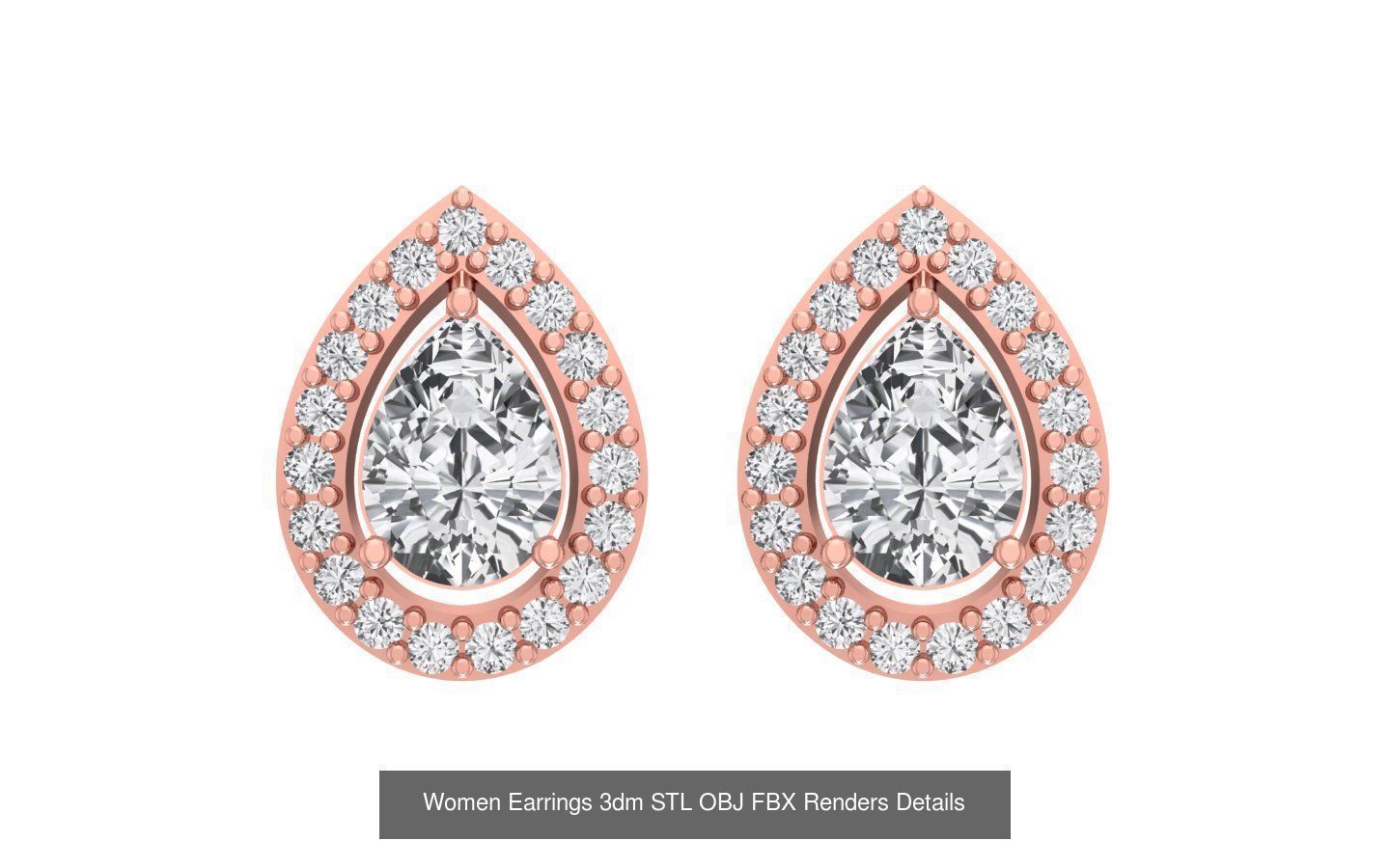 40 Women Earrings 3dm STL OBJ FBX Renders Details Collection _3