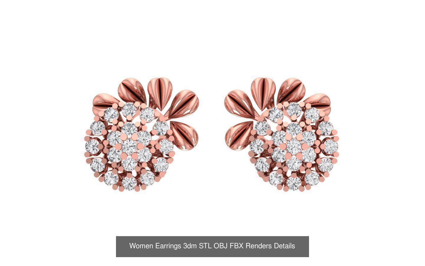 40 Women Earrings 3dm STL OBJ FBX Renders Details Collection _36