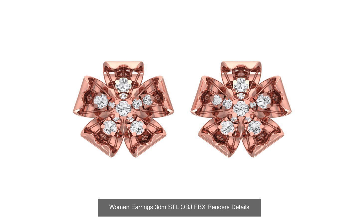 40 Women Earrings 3dm STL OBJ FBX Renders Details Collection _34