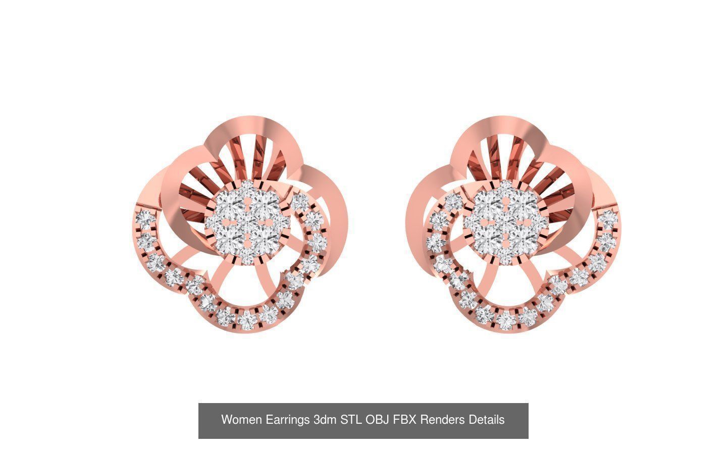 40 Women Earrings 3dm STL OBJ FBX Renders Details Collection _33