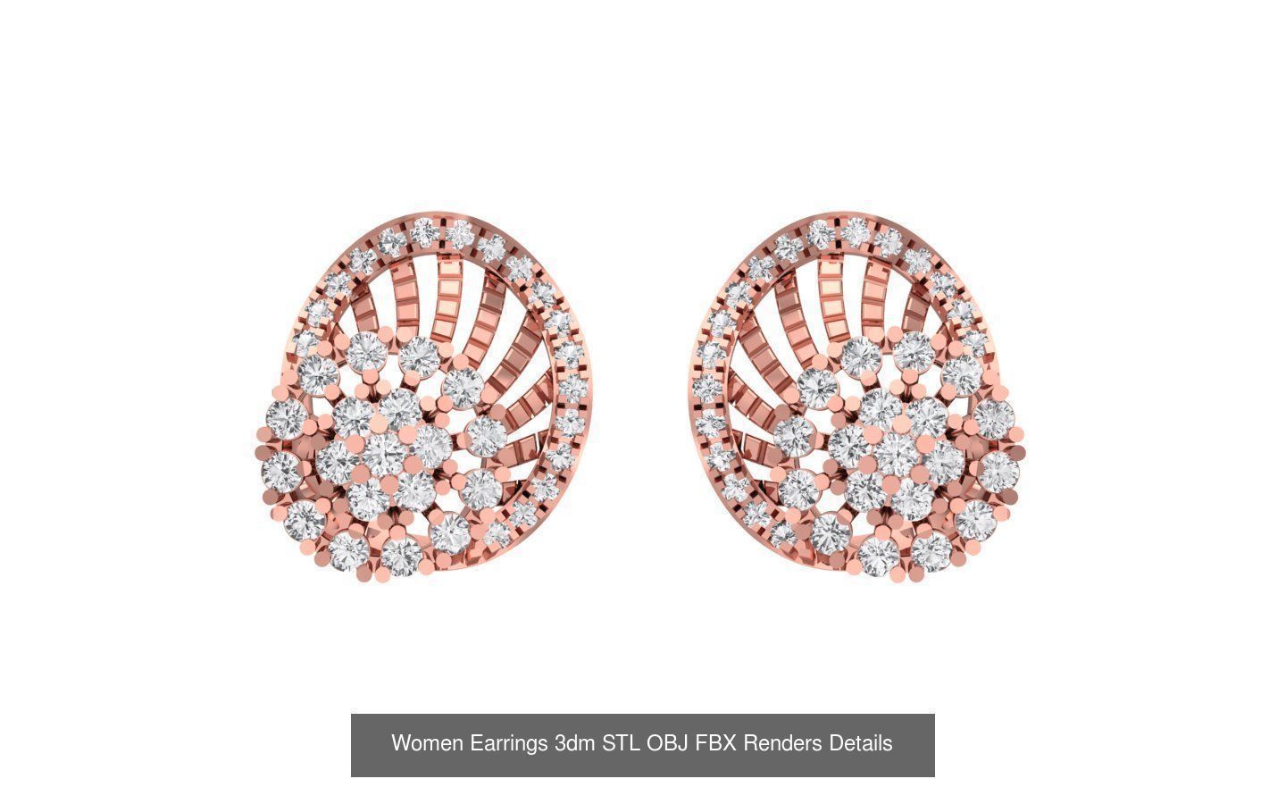 40 Women Earrings 3dm STL OBJ FBX Renders Details Collection _35