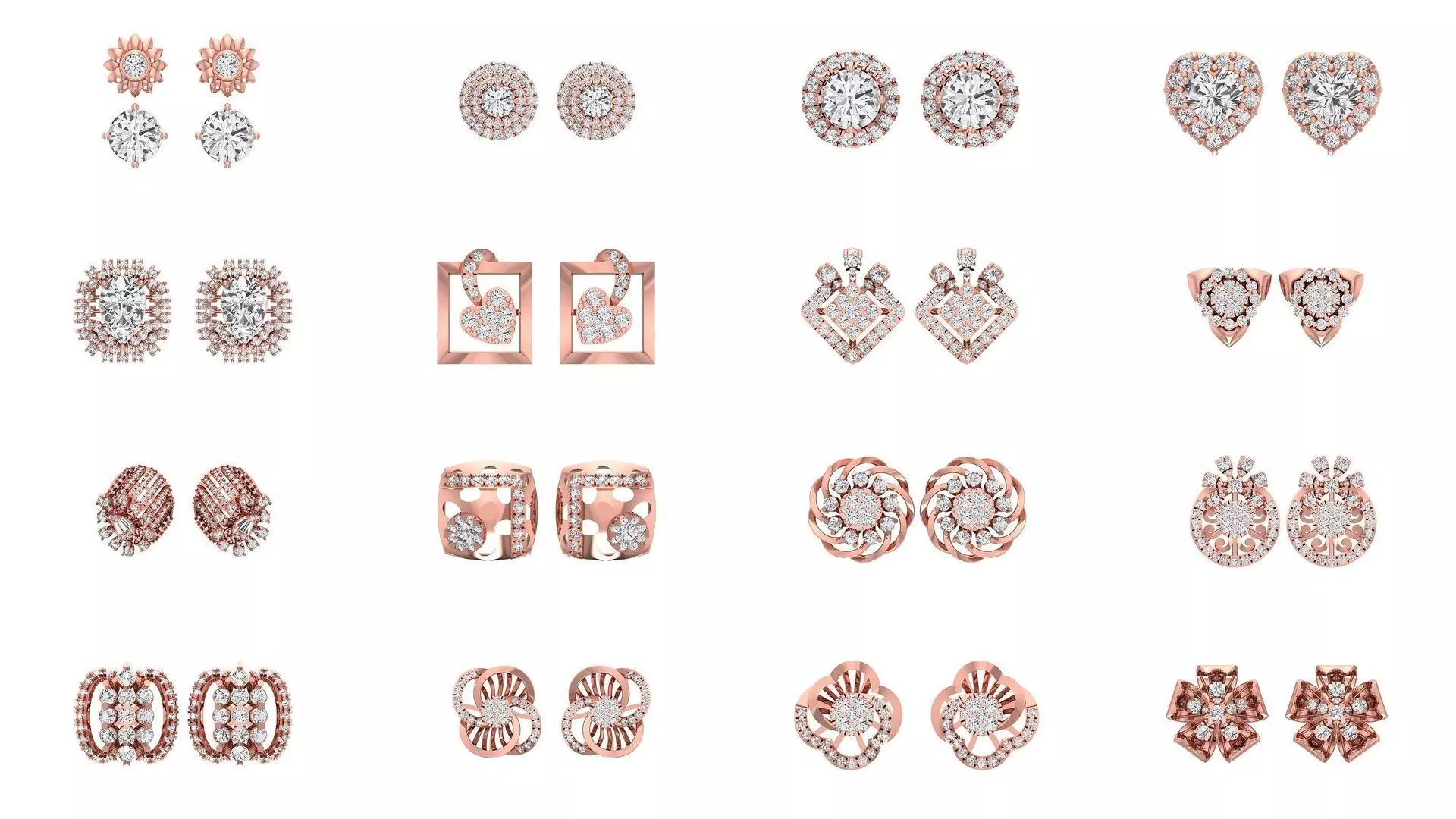 40 Women Earrings 3dm STL OBJ FBX Renders Details Collection _0