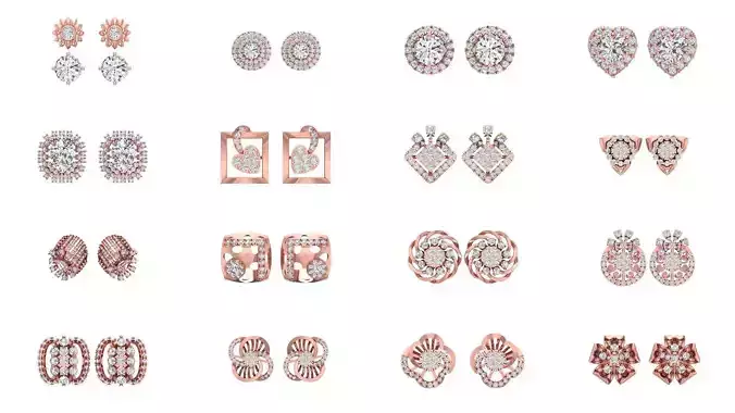40 Women Earrings 3dm STL OBJ FBX Renders Details Collection 