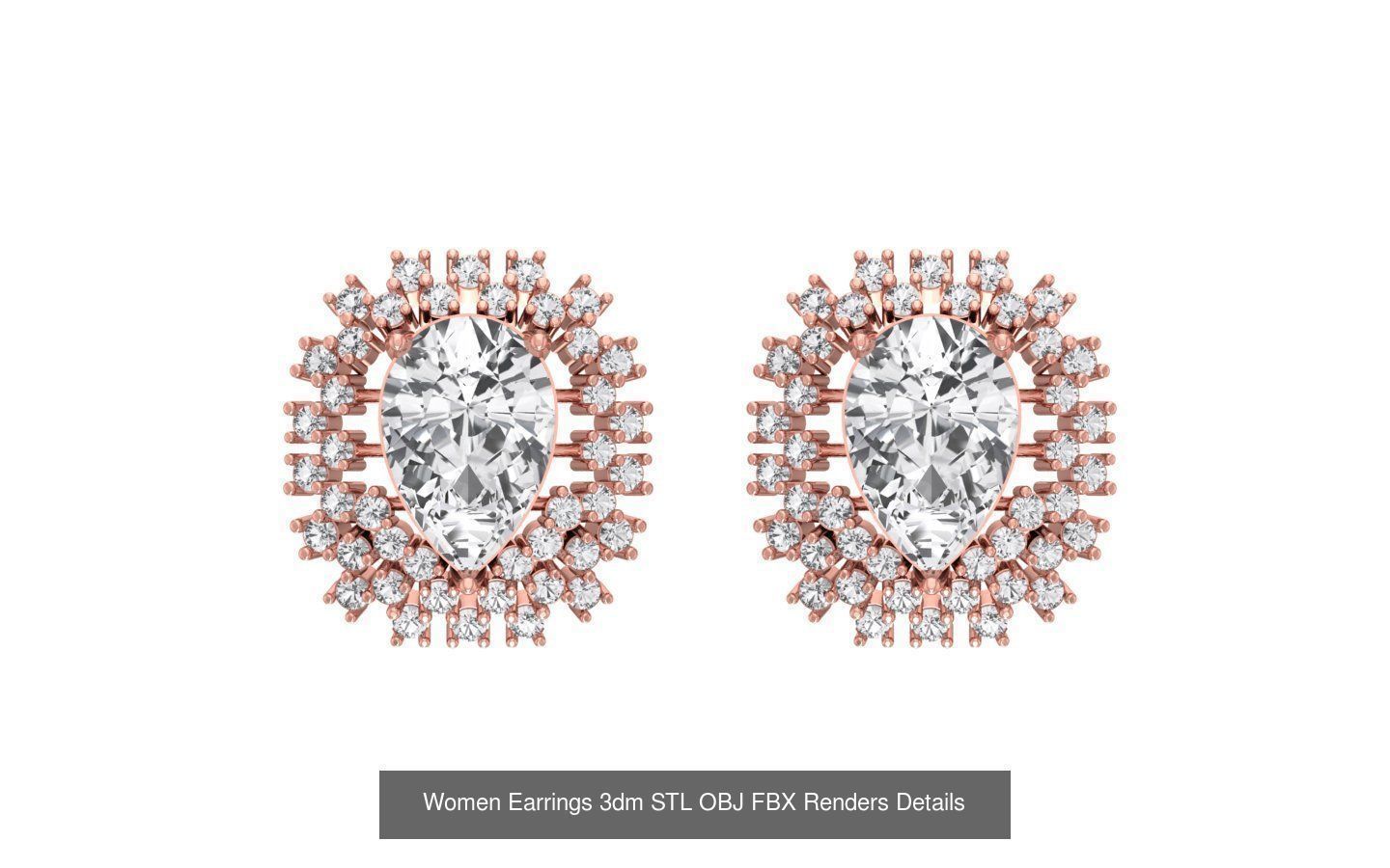 40 Women Earrings 3dm STL OBJ FBX Renders Details Collection _23