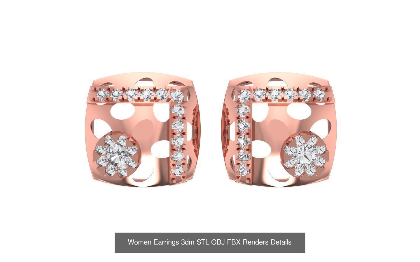 40 Women Earrings 3dm STL OBJ FBX Renders Details Collection _28