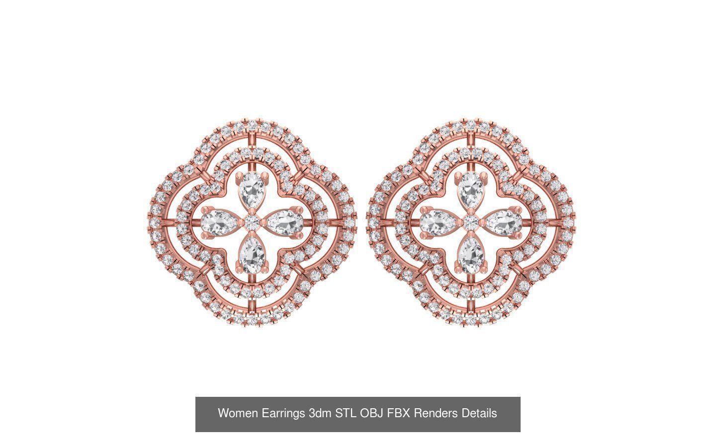 40 Women Earrings 3dm STL OBJ FBX Renders Details Collection _10