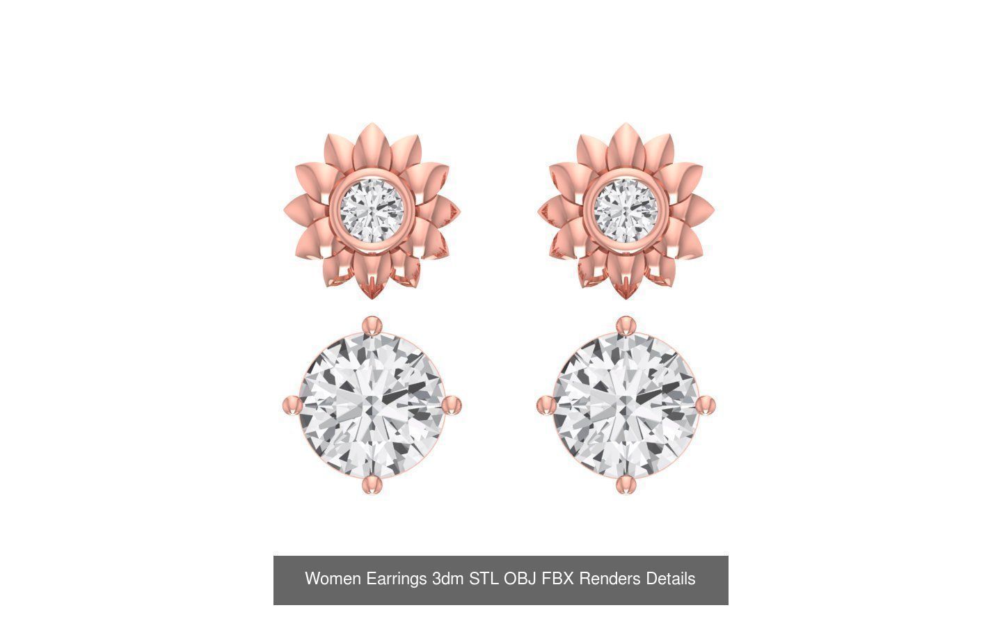 40 Women Earrings 3dm STL OBJ FBX Renders Details Collection _19