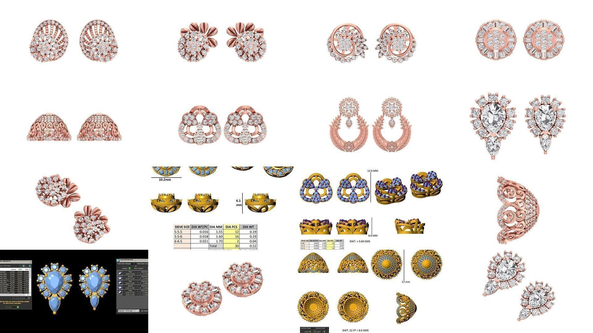 40 Women Earrings 3dm STL OBJ FBX Renders Details Collection _2