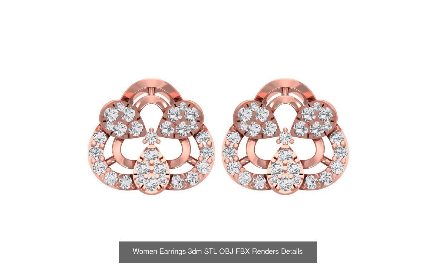 40 Women Earrings 3dm STL OBJ FBX Renders Details Collection _40