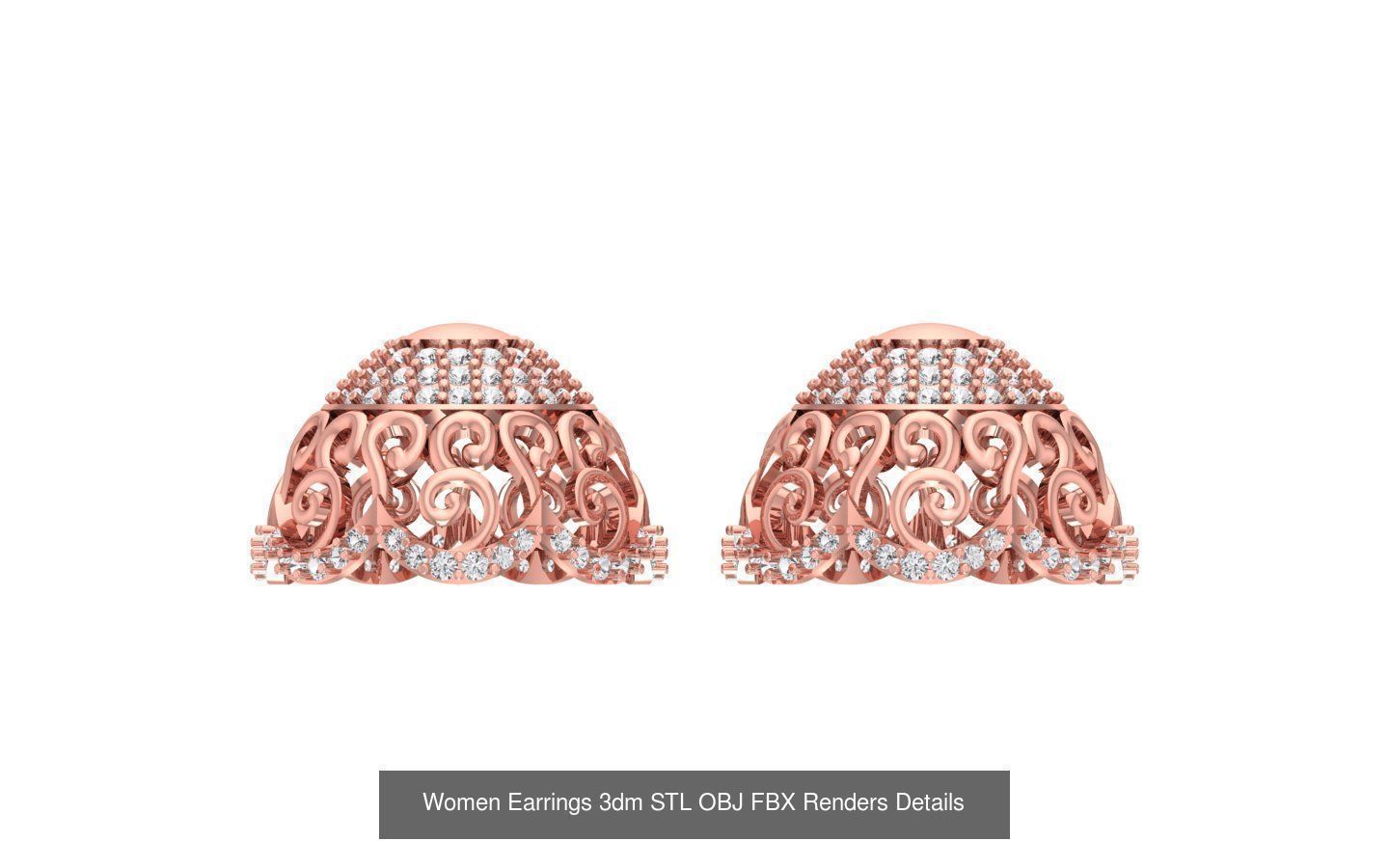 40 Women Earrings 3dm STL OBJ FBX Renders Details Collection _39