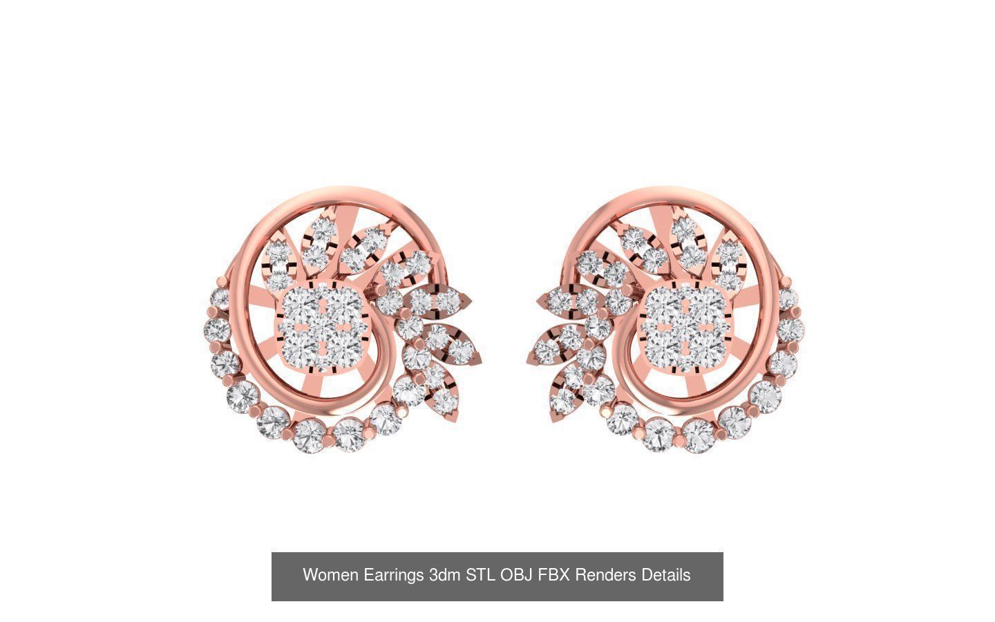 40 Women Earrings 3dm STL OBJ FBX Renders Details Collection _37