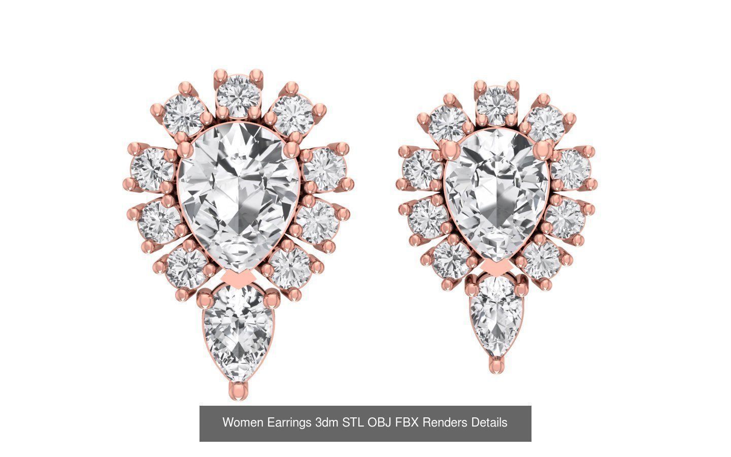 40 Women Earrings 3dm STL OBJ FBX Renders Details Collection _42