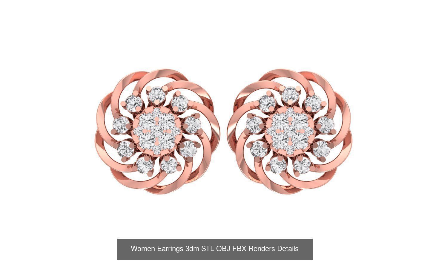40 Women Earrings 3dm STL OBJ FBX Renders Details Collection _29