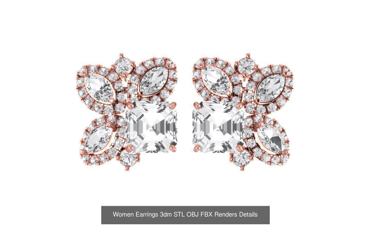 40 Women Earrings 3dm STL OBJ FBX Renders Details Collection _17