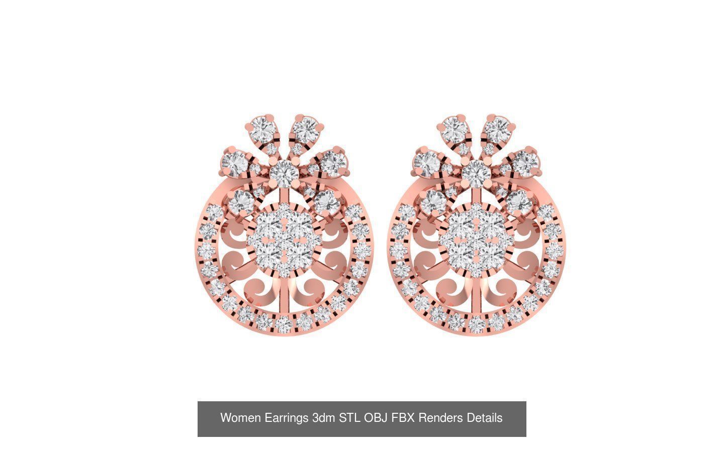 40 Women Earrings 3dm STL OBJ FBX Renders Details Collection _30