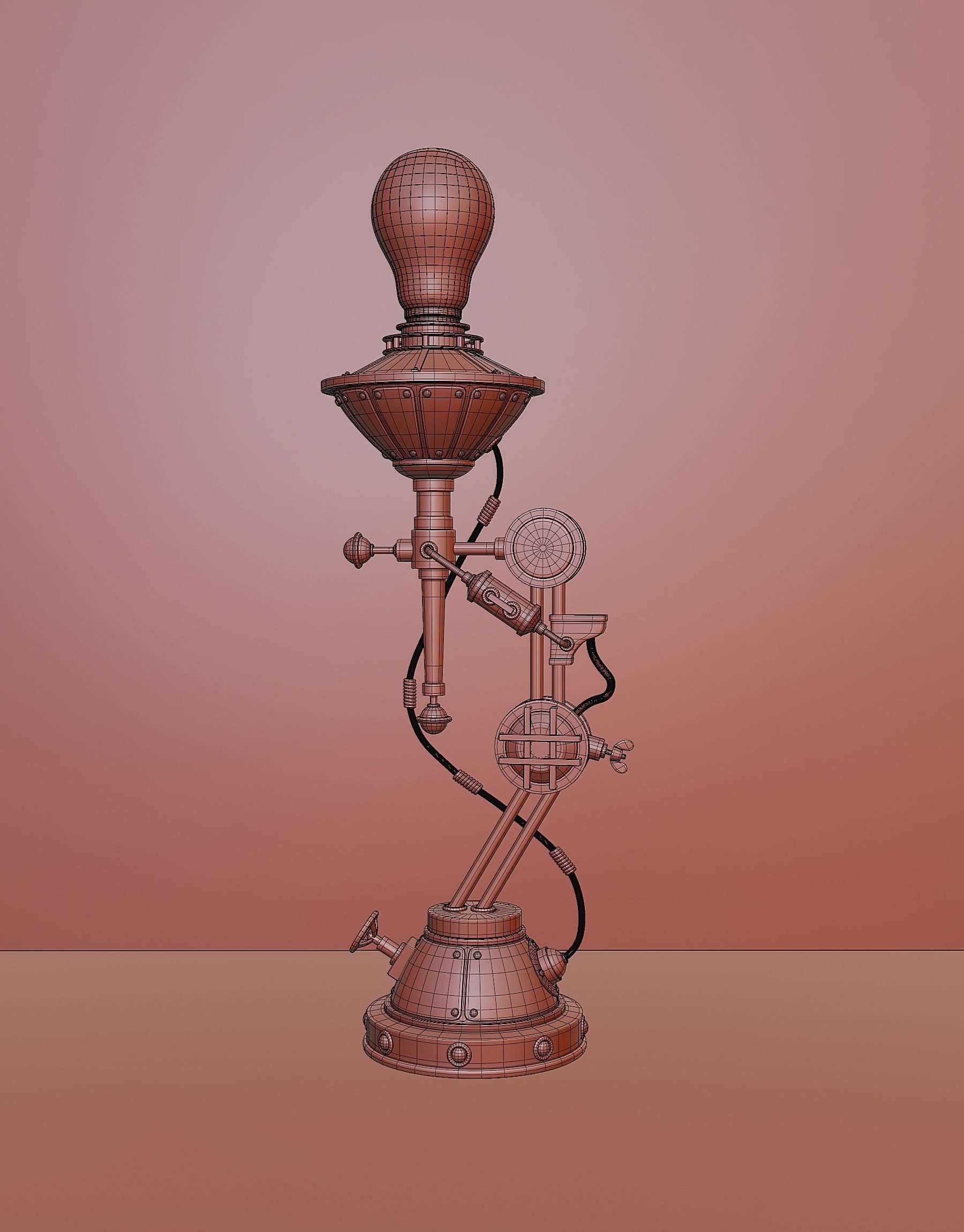 Steampunk electric table lamp 3D model_4