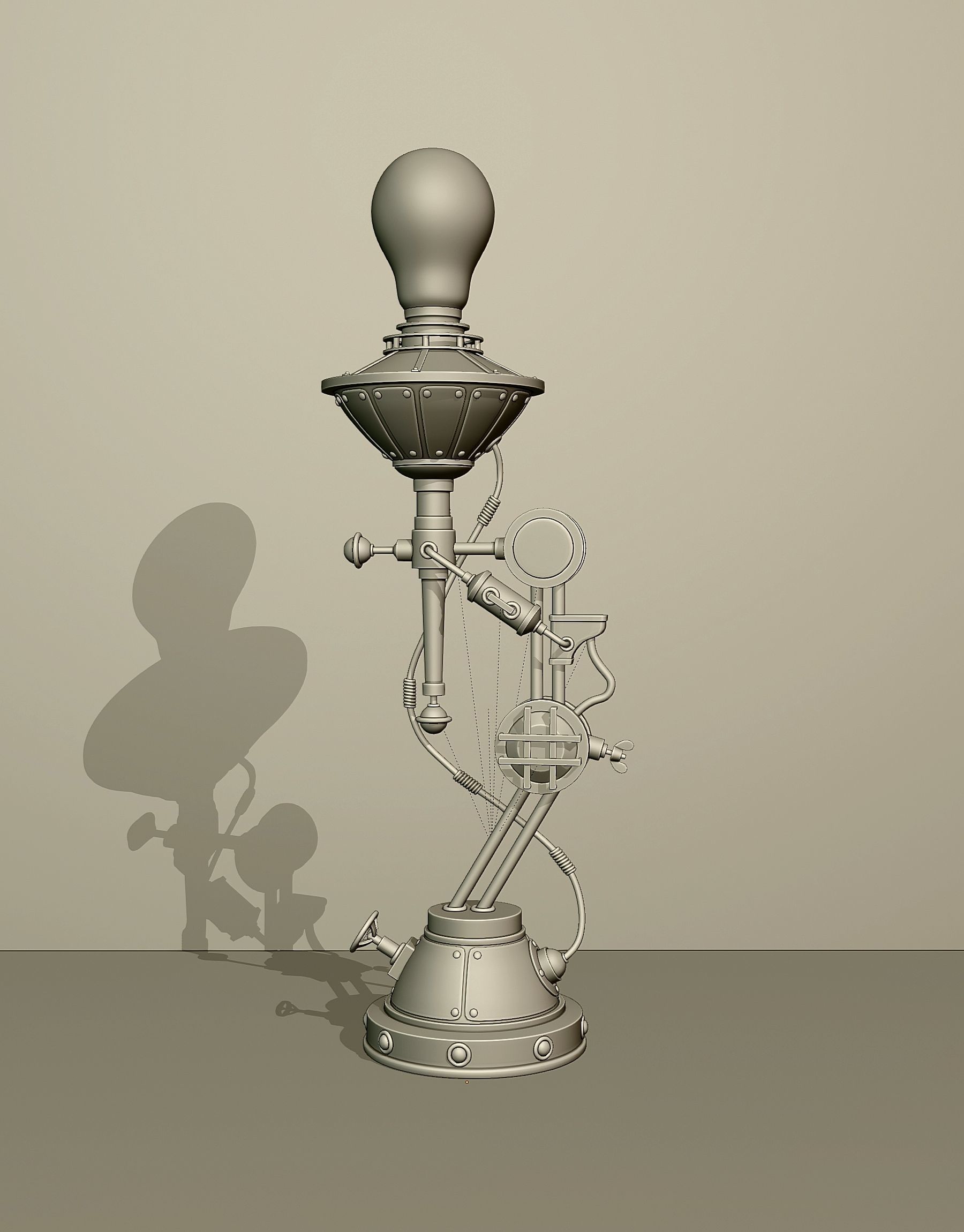 Steampunk electric table lamp 3D model_3
