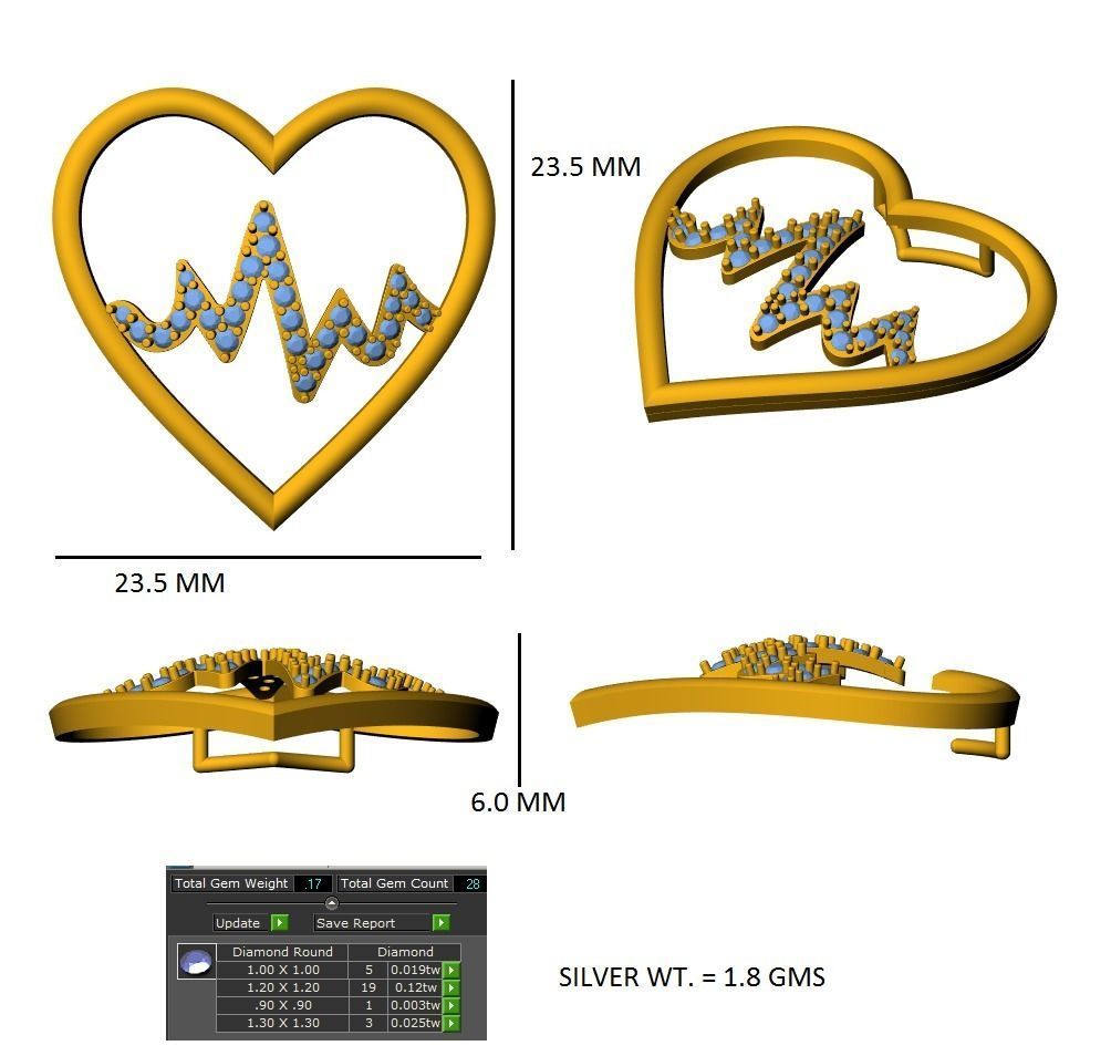 Women Heart Pendant 3dm STL OBJ FBX Renders Details 3D print model_3
