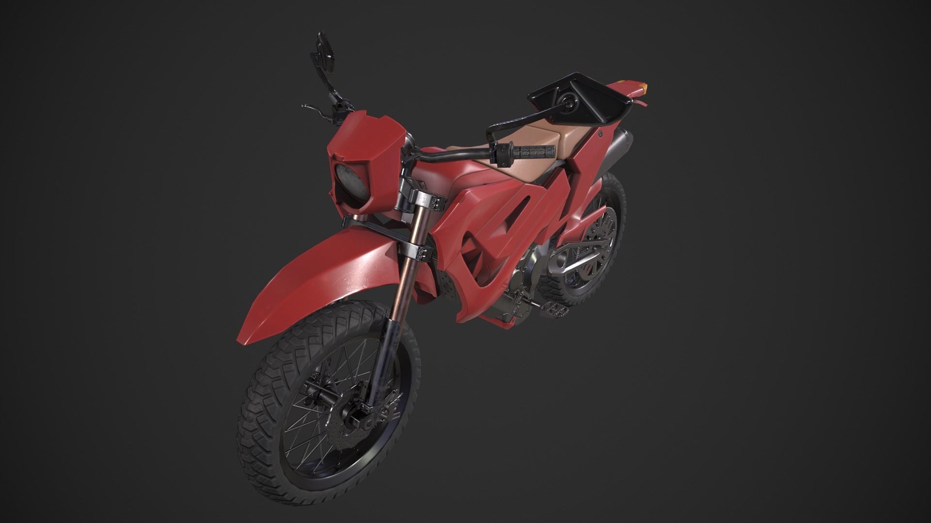 Dirt Bike Low-poly 3D model_11