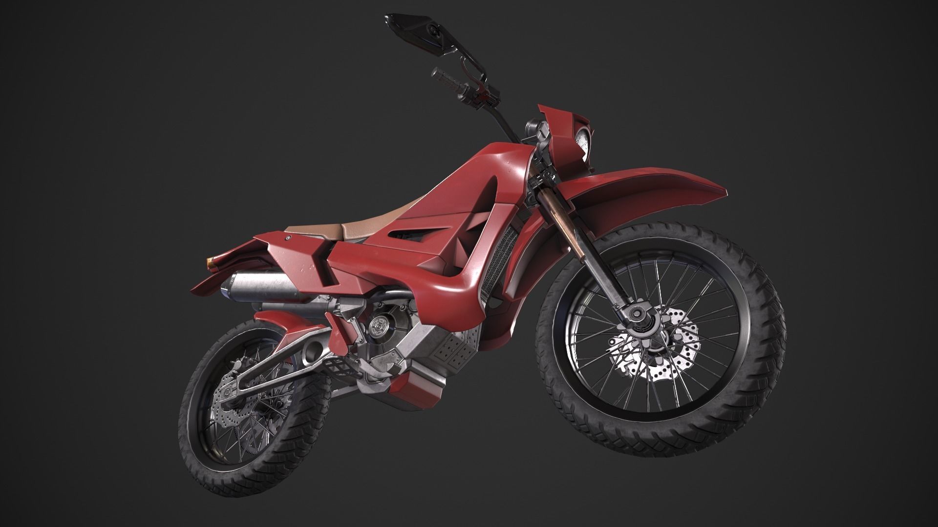 Dirt Bike Low-poly 3D model_13
