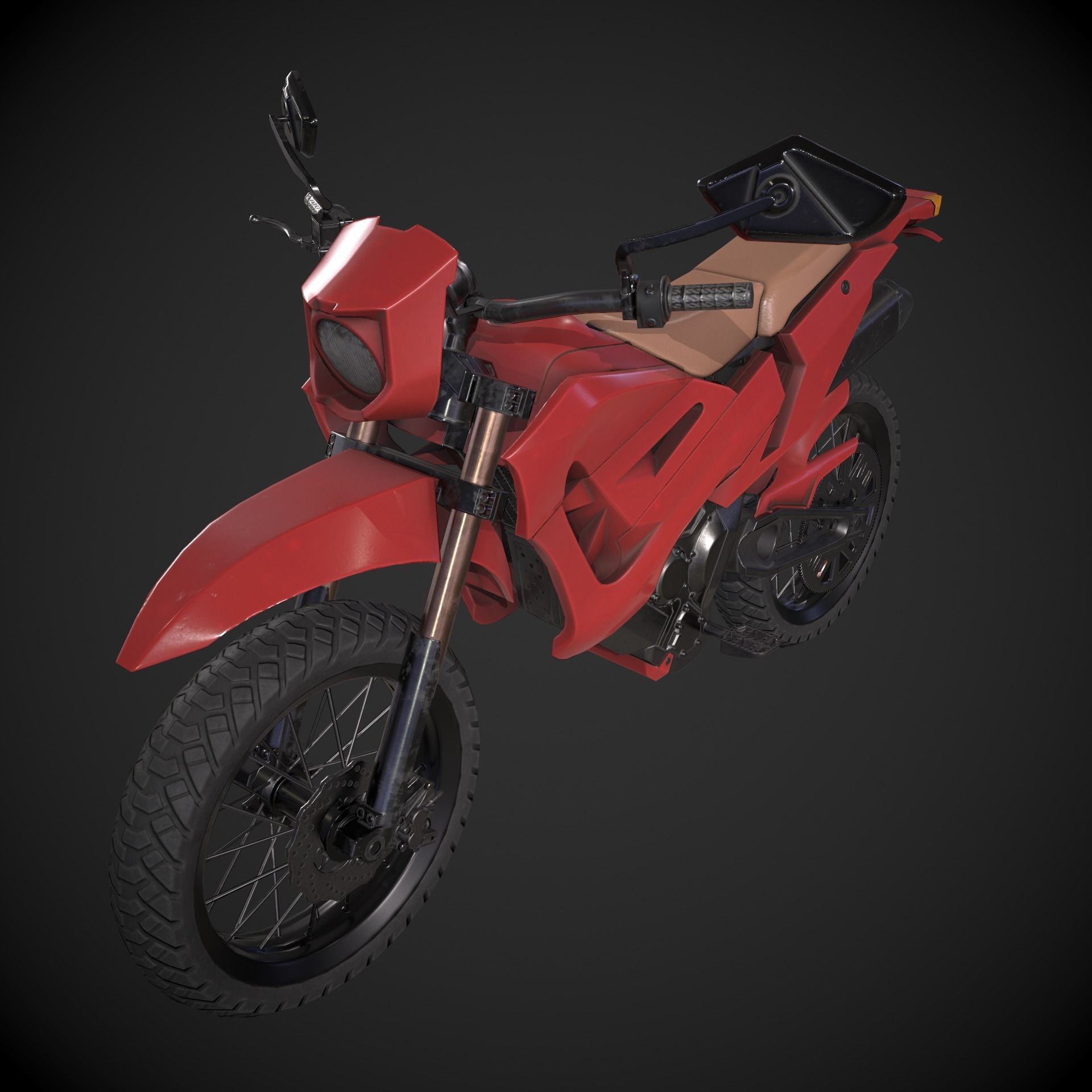 Dirt Bike Low-poly 3D model_1