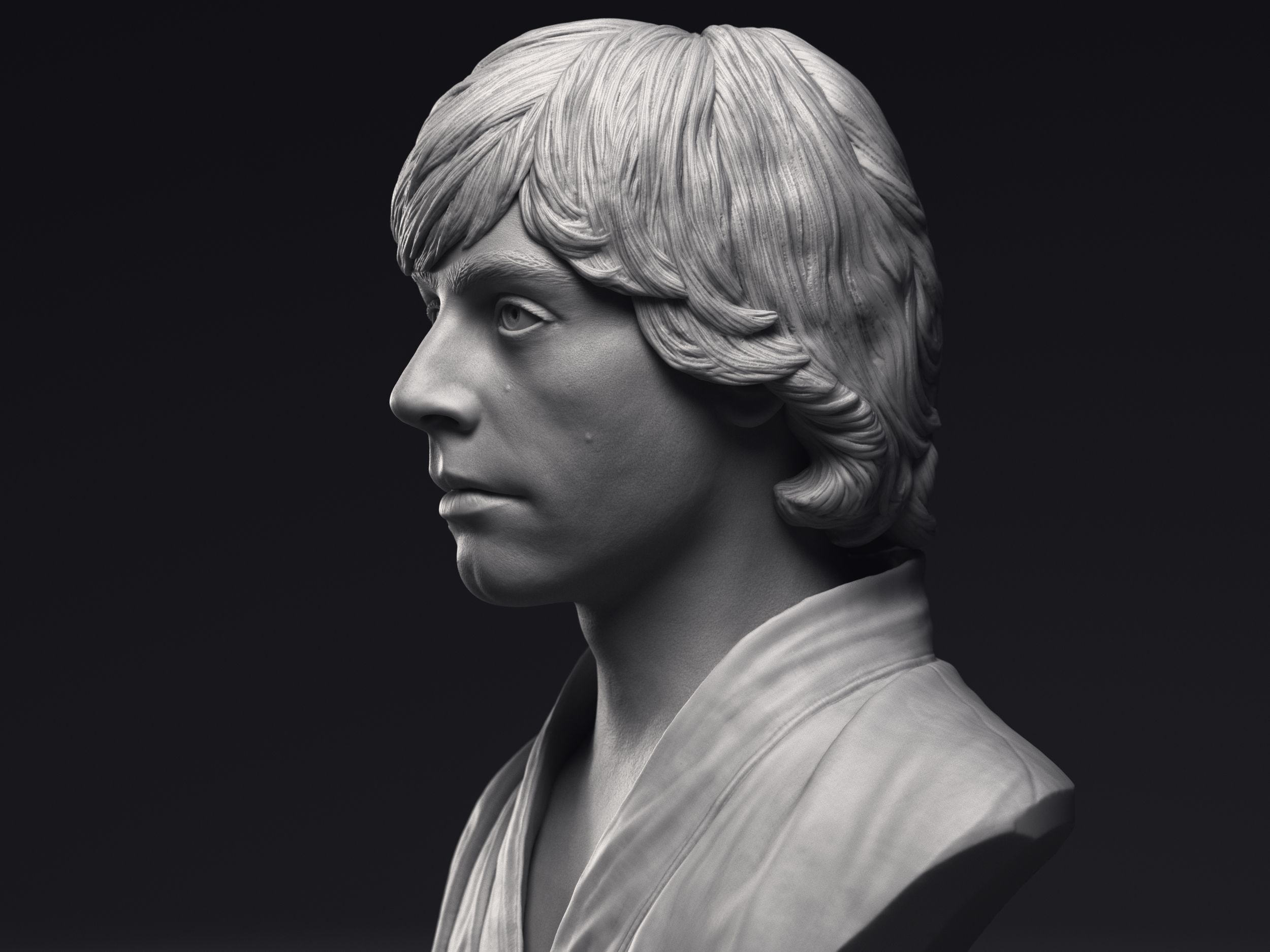 Mark Hamill as Luke Skywalker Bust Printable 3D Model 3D print model_11