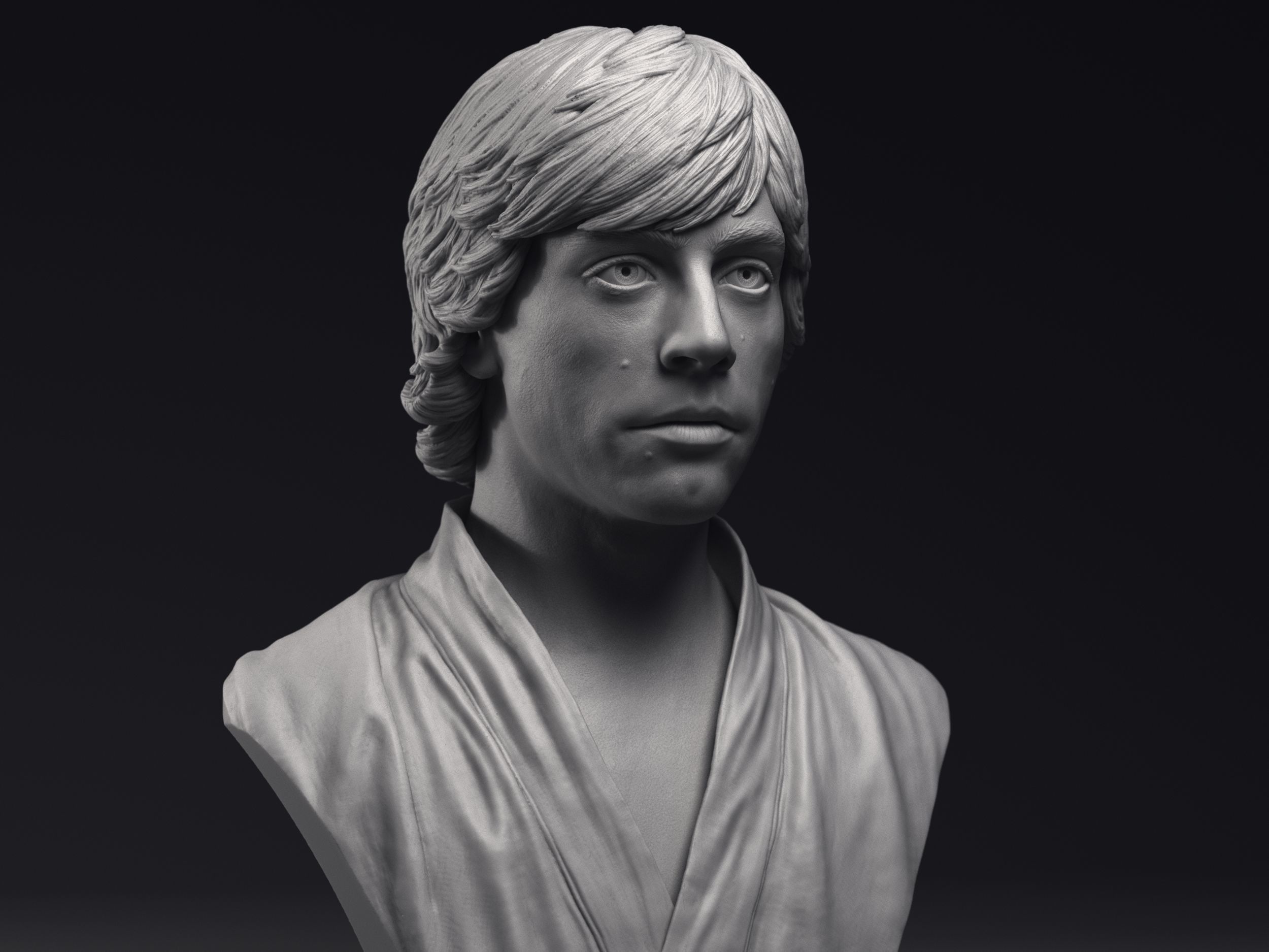 Mark Hamill as Luke Skywalker Bust Printable 3D Model 3D print model_7